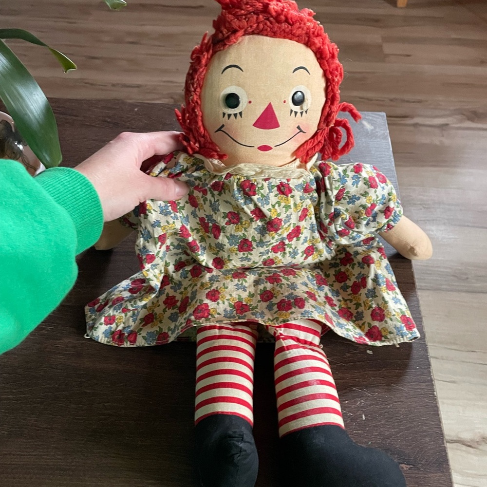 Floral Rag Doll with Red Hair
